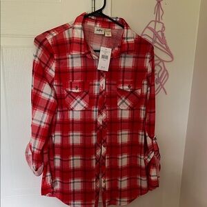 Daytrip Red Plaid Button Down Shirt